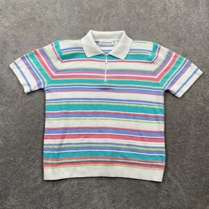 Alfred Dunner Women's 1/4 Zip Stripes Polo Shirt Short Sleeves Size PXL Multi